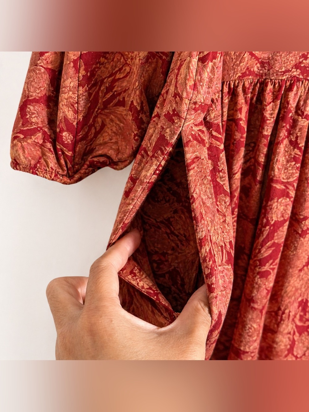 Peruvian Connection Fresco Floral Red Tunic Cotton L - Picture 5 of 8